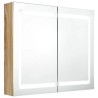 Armoire de salle de bain à miroir LED Chêne 80x12x68 cm 625103625103