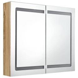 Armoire de salle de bain à miroir LED Chêne 80x12x68 cm 625103625103