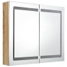 Armoire de salle de bain à miroir LED Chêne 80x12x68 cm 625103625103