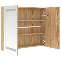 Armoire de salle de bain à miroir LED Chêne 80x12x68 cm 625103625103