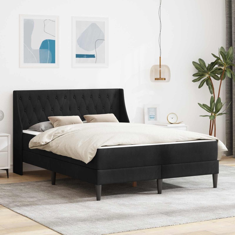Cadre de lit avec matelas Noir 140 x 190 cm Velours 625124625124
