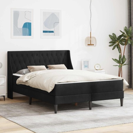 Cadre de lit avec matelas Noir 140 x 190 cm Velours 625124625124