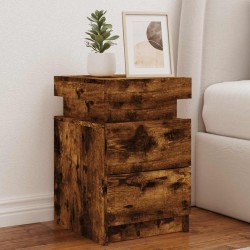 Table de chevet avec lumières LED chêne fumé 35x39x55 cm 625126625126