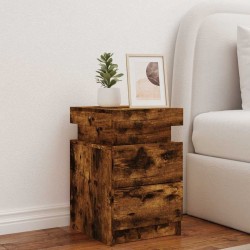 Table de chevet avec lumières LED chêne fumé 35x39x55 cm 625126625126