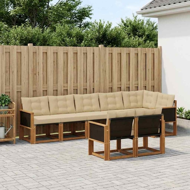 Ensemble de canapés d'extérieur 8 pcs Naturel et Beige 625128625128