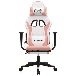 Chaise de jeu de massage avec repose-pied Blanc rose Similicuir 625129625129