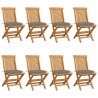 Chaises de jardin et coussins gris lot de 8 Bois de teck massif 625133625133