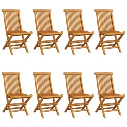 Chaises de jardin et coussins gris lot de 8 Bois de teck massif 625133625133