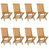 Chaises de jardin et coussins gris lot de 8 Bois de teck massif 625133625133
