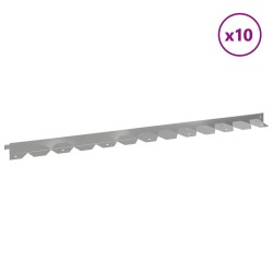 Bordure de Pelouse 10 pcs 102 x 4 x 4 cm Acier Argenté 625135625135