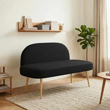 Banc rembourré avec dossier Noir 110 x 60 x 76 cm Polyester 625140625140