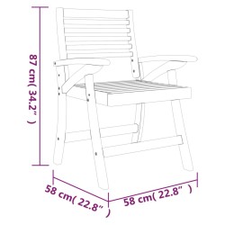 Chaises de jardin lot de 4 58x58x87 cm bois massif d'acacia 625143625143