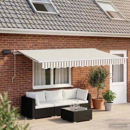 Auvent rétractable Gris clair et blanc 500 × 300 cm 625152625152