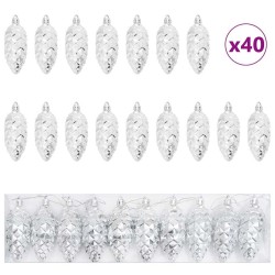 Boule de Pomme de Pin de Noël 40 pcs Argenté Plastique 625153625153