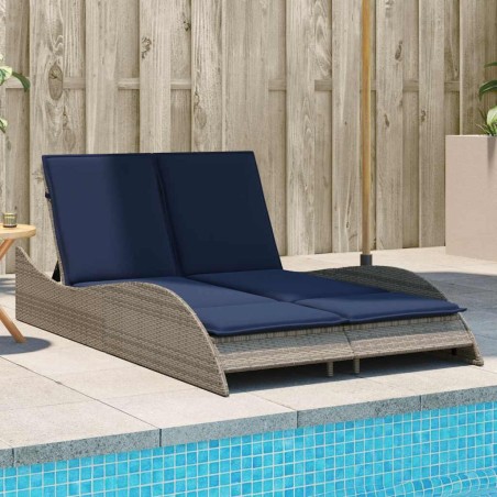 Chaise longue avec coussins Gris 114 x 205 x 73 cm Résine tressée 625156625156