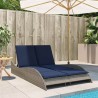 Chaise longue avec coussins Gris 114 x 205 x 73 cm Résine tressée 625156625156