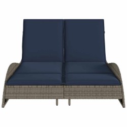 Chaise longue avec coussins Gris 114 x 205 x 73 cm Résine tressée 625156625156