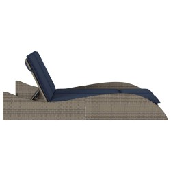 Chaise longue avec coussins Gris 114 x 205 x 73 cm Résine tressée 625156625156