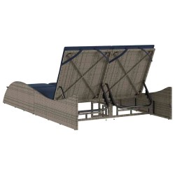 Chaise longue avec coussins Gris 114 x 205 x 73 cm Résine tressée 625156625156