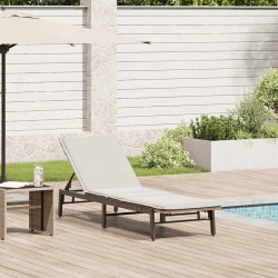 Chaise longue avec coussin beige résine tressée 625161625161
