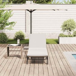 Chaise longue avec coussin beige résine tressée 625161625161