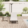 Chaise longue avec coussin beige résine tressée 625161625161