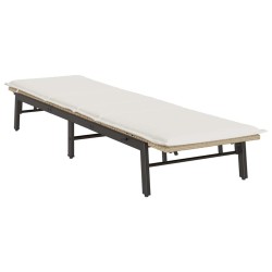 Chaise longue avec coussin beige résine tressée 625161625161
