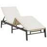 Chaise longue avec coussin beige résine tressée 625161625161