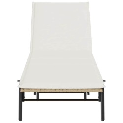 Chaise longue avec coussin beige résine tressée 625161625161