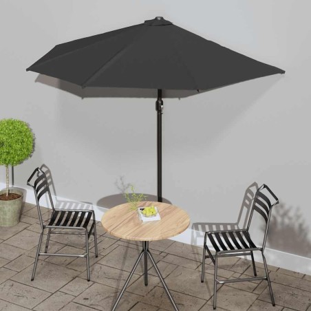 Parasol de balcon avec mât en aluminium Noir 270x144x222cm Demi 625173625173