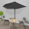 Parasol de balcon avec mât en aluminium Noir 270x144x222cm Demi 625173625173