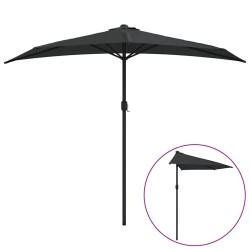 Parasol de balcon avec mât en aluminium Noir 270x144x222cm Demi 625173625173