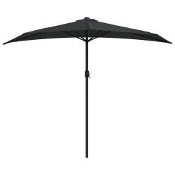 Parasol de balcon avec mât en aluminium Noir 270x144x222cm Demi 625173625173