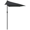 Parasol de balcon avec mât en aluminium Noir 270x144x222cm Demi 625173625173