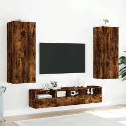Meuble TV mural chêne fumé 40,5x30x102 cm bois d'ingénierie 625174625174