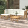 Salon de jardin 5 pcs avec coussins blanc crème bambou 625178625178
