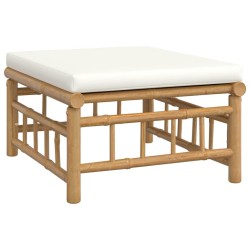 Salon de jardin 5 pcs avec coussins blanc crème bambou 625178625178