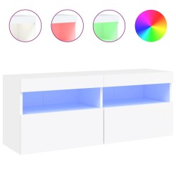 Meuble TV mural avec lumières LED blanc 100x30x40 cm 625184625184