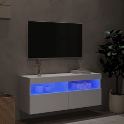 Meuble TV mural avec lumières LED blanc 100x30x40 cm 625184625184