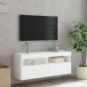 Meuble TV mural avec lumières LED blanc 100x30x40 cm 625184625184