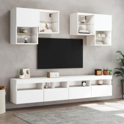 Meuble TV mural avec lumières LED blanc 100x30x40 cm 625184625184