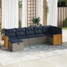 Salon de jardin avec coussins 7 pcs gris résine tressée 625185625185
