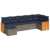Salon de jardin avec coussins 7 pcs gris résine tressée 625185625185
