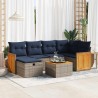 Salon de jardin avec coussins 7 pcs gris résine tressée 625188625188