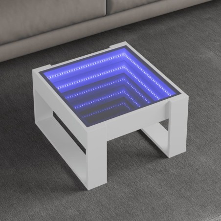 Table basse avec LED infini blanc 50x53x30 cm 625210625210