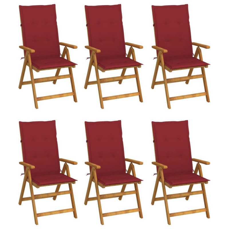 Chaises pliables de jardin lot de 6 avec coussins Bois d'acacia 625216625216
