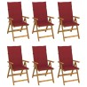 Chaises pliables de jardin lot de 6 avec coussins Bois d'acacia 625216625216