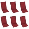Chaises pliables de jardin lot de 6 avec coussins Bois d'acacia 625216625216