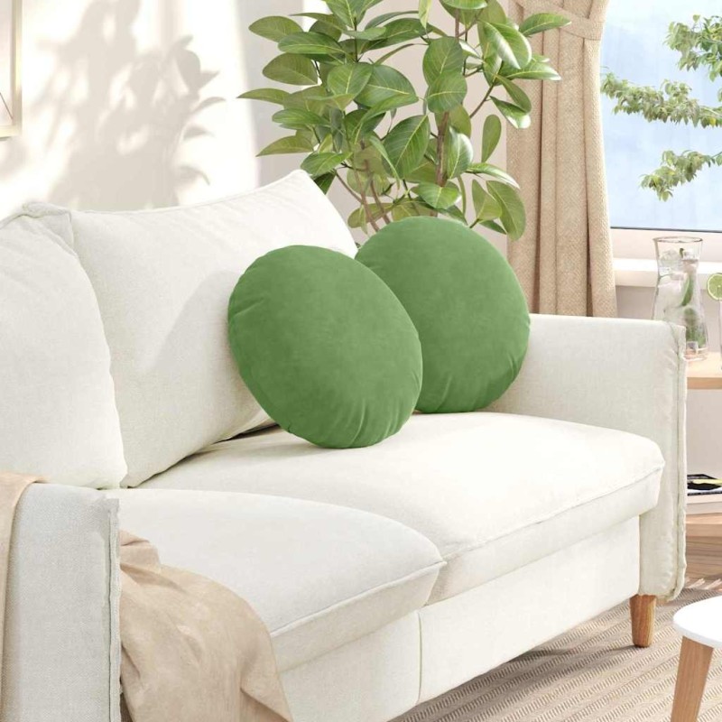 Coussins de siège 2 pcs Vert clair Ø 40 x 13 cm Velours 625227625227