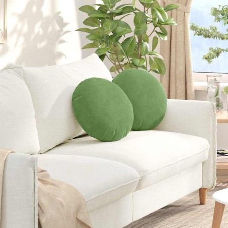 Coussins de siège 2 pcs Vert clair Ø 40 x 13 cm Velours 625227625227